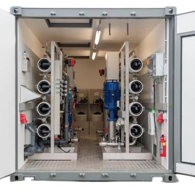 Buon prezzo 500m3 Per Day Container Type Reverse Osmosis System with 25000L/Hour Capacity and 40kw Power for Water Treatment in linea
